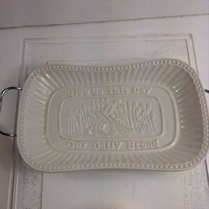 Cream Porcelain Serving Dish Give Us This Day Our Daily Bread